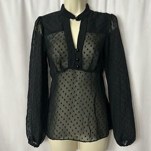 Alice Temperley for Target Black Swiss Dot Long Sleeve Shirt Top **Size S**🔥🔥